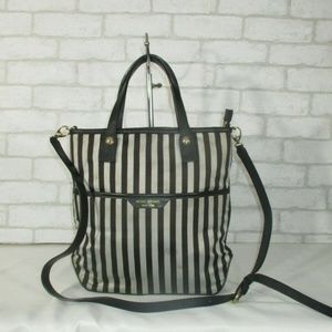 Henri Bendel Striped Leather Trimmed Shoulder Bag